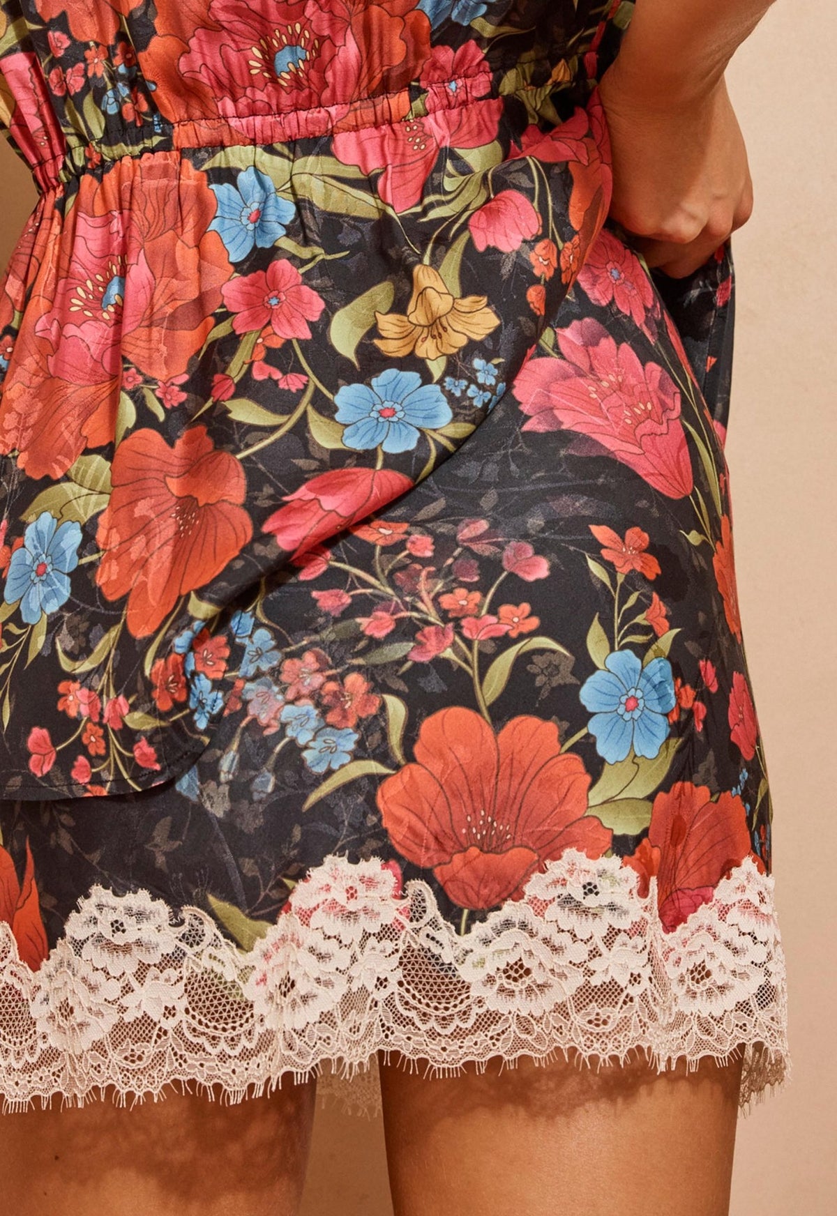 Isola Lace Mini Skirt - Midnight Bloom - Skirts - Spell - Women's fashion at The Freedom State