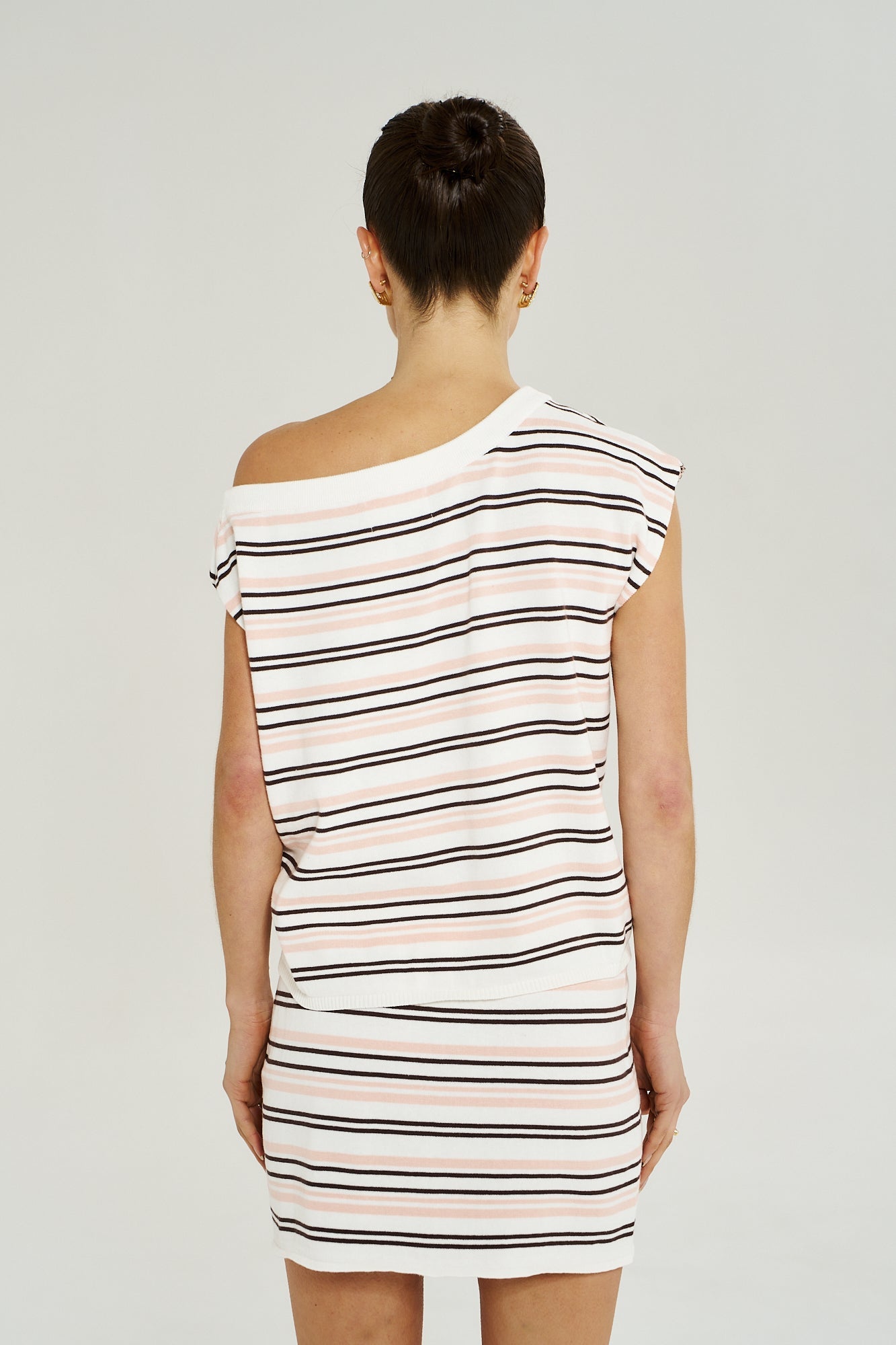 Knit Off Shoulder Top - Dusty Rose Stripe - Fashion Tops - Summi Summi - Women's fashion at The Freedom State