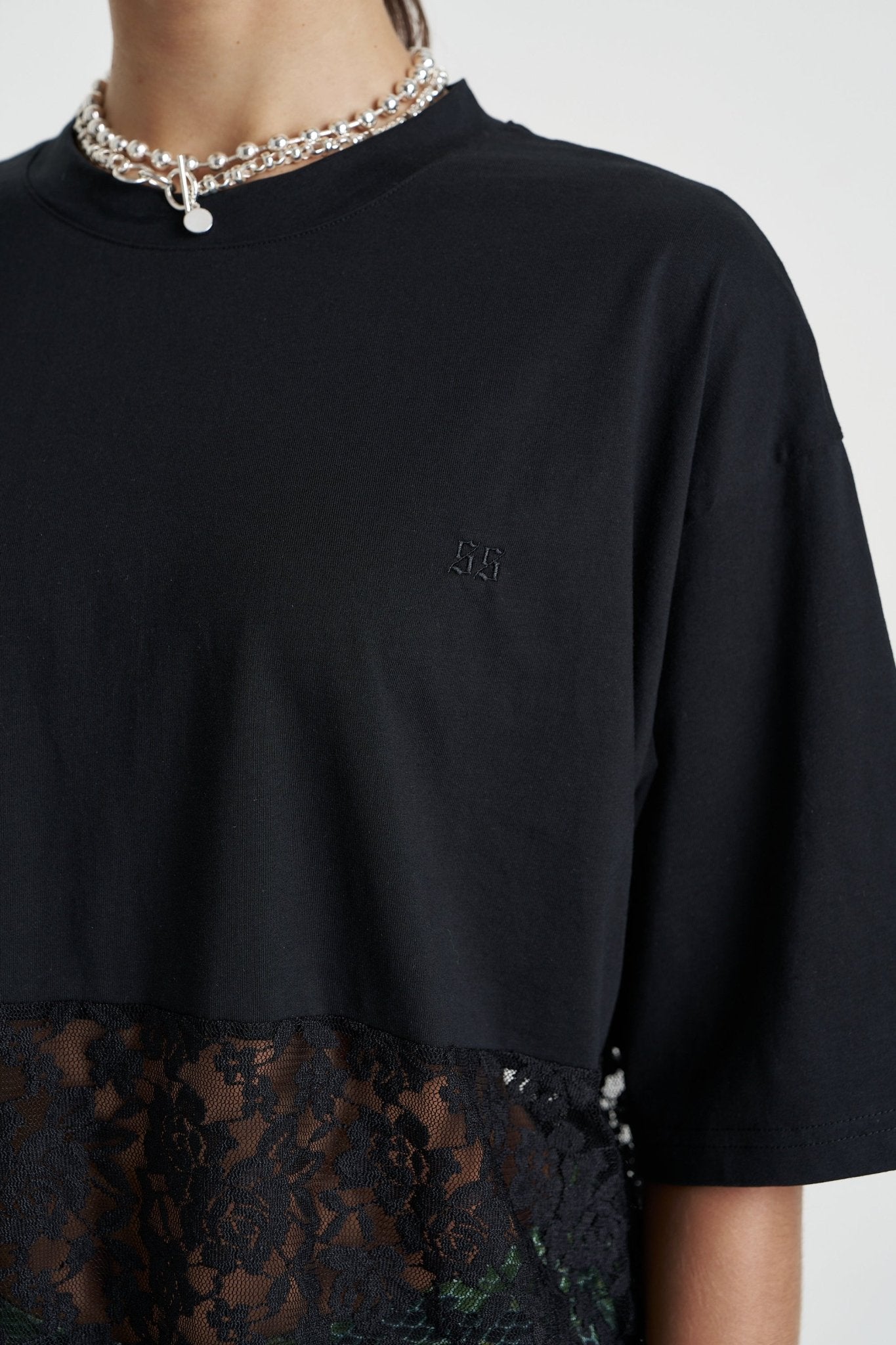 Lace Panel Tee - Black - T-Shirts - Summi Summi - Women's fashion at The Freedom State