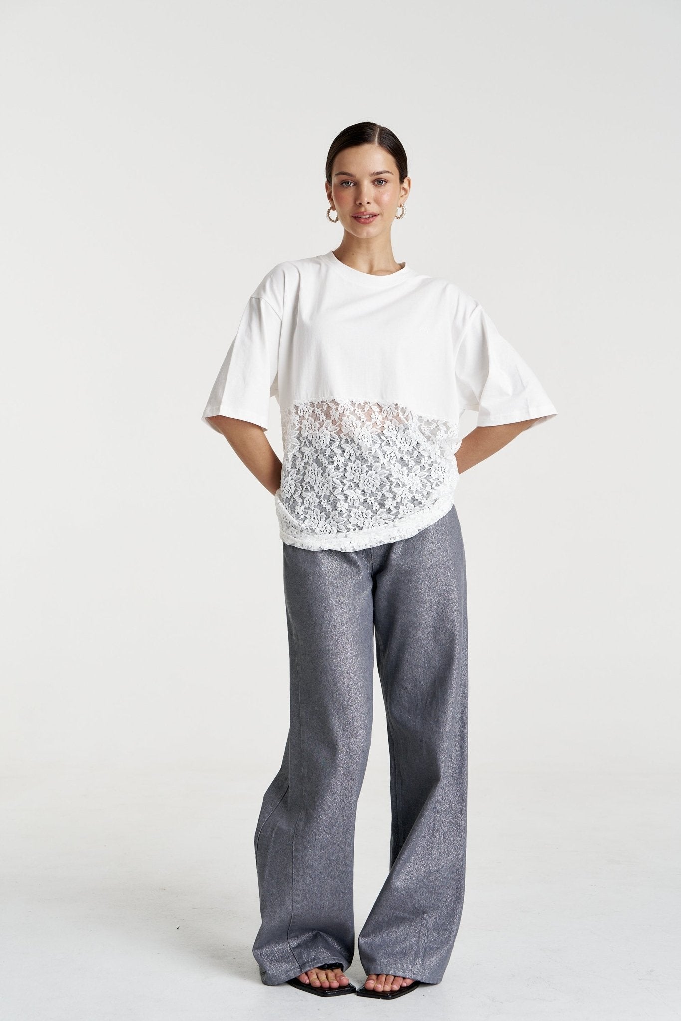 Lace Panel Tee - Lily White - T-Shirts - Summi Summi - Women's fashion at The Freedom State