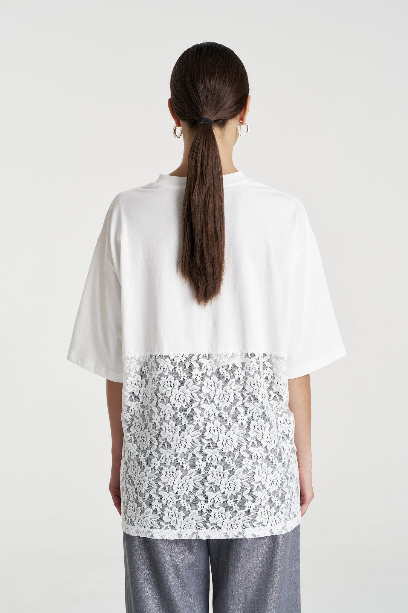 Lace Panel Tee - Lily White - T-Shirts - Summi Summi - Women's fashion at The Freedom State