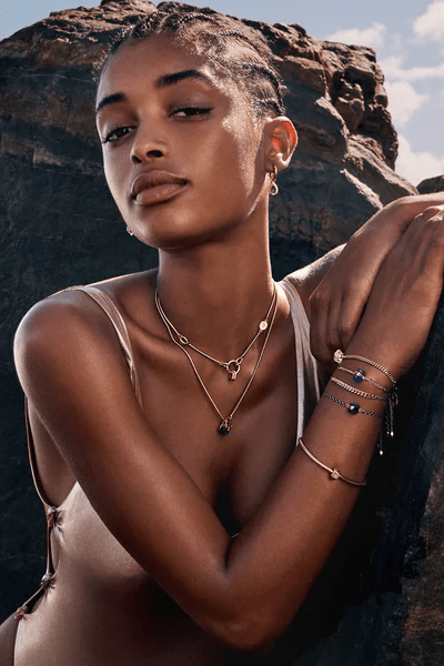 Lapis Lazuli Crystal Bracelet | Blue and White - Gold - Bracelets - Tiger Frame - Women's fashion at The Freedom State