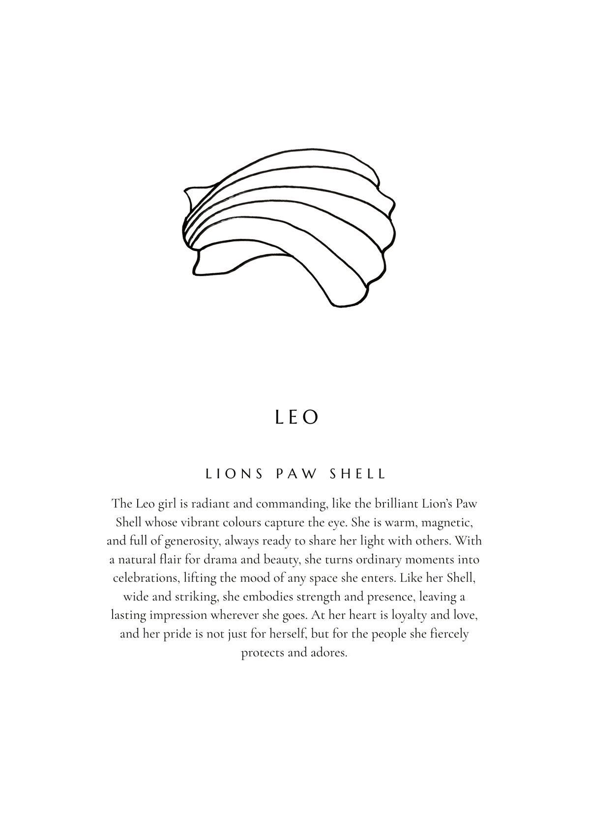 Leo Zodiac Shell Print – Lions Paw - Prints - The Freedom State - Women's fashion at The Freedom State