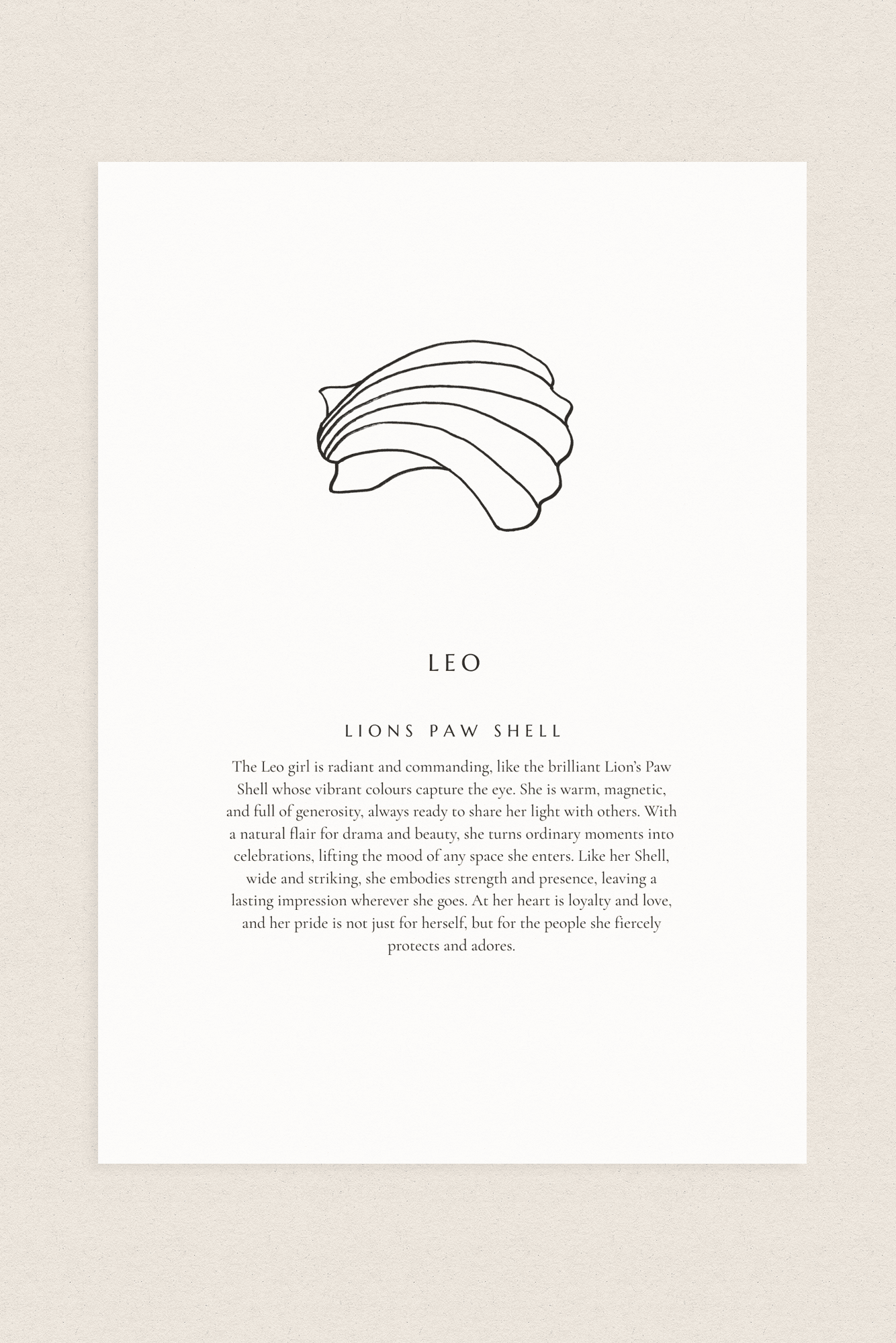 Leo Zodiac Shell Print – Lions Paw - Prints - The Freedom State - Women's fashion at The Freedom State