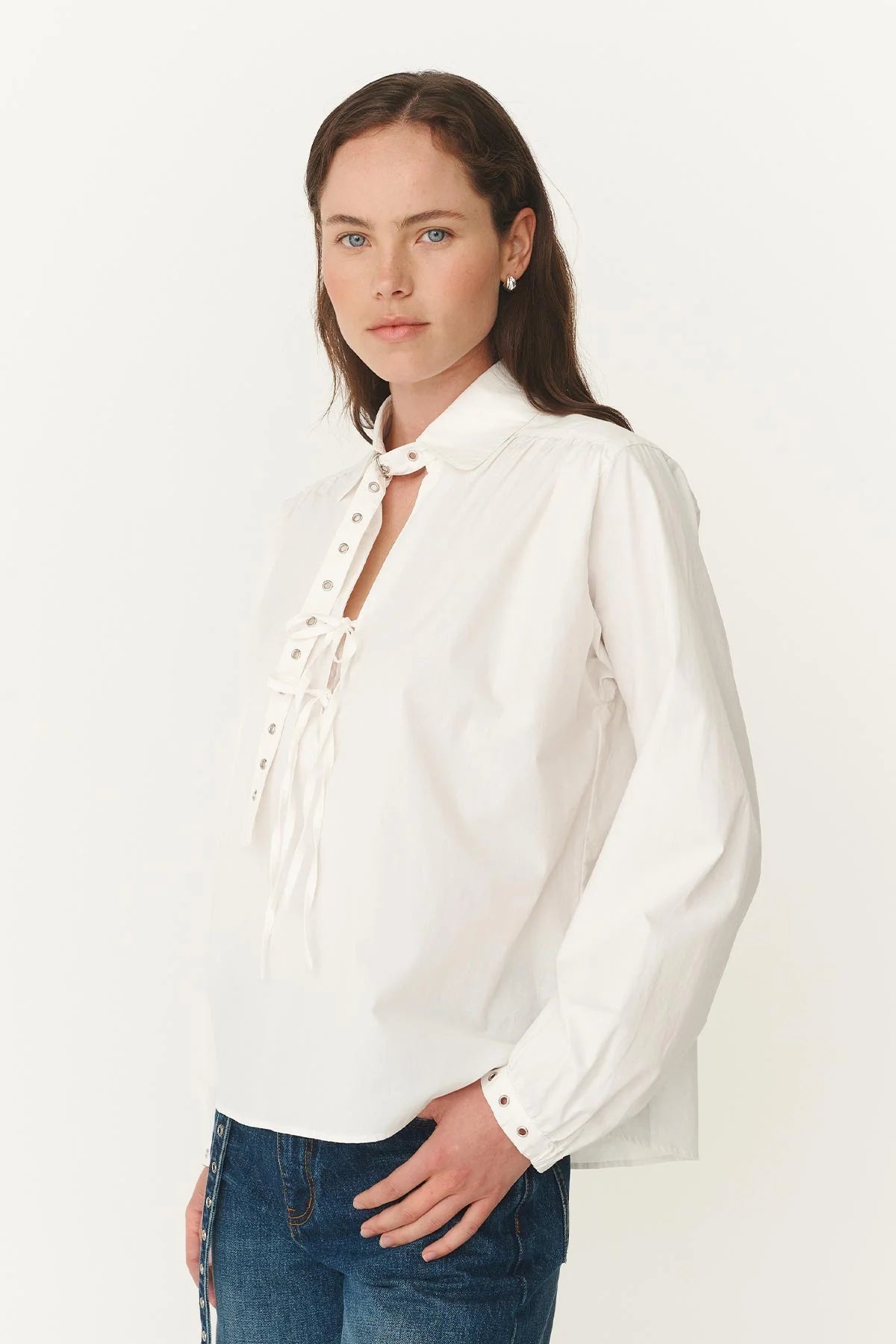 Luma Organic Eyelet Blouse - Bone - Fashion Tops - Rowie The Label - Women's fashion at The Freedom State