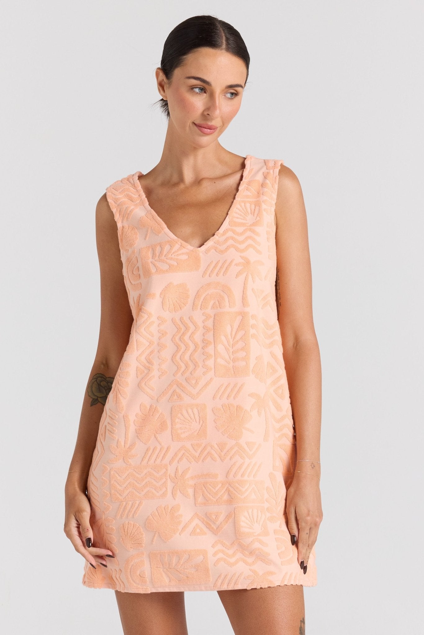 Mai Tai V Tunic Dress - Peach - Mini Dresses - Poolside Paradiso - Women's fashion at The Freedom State