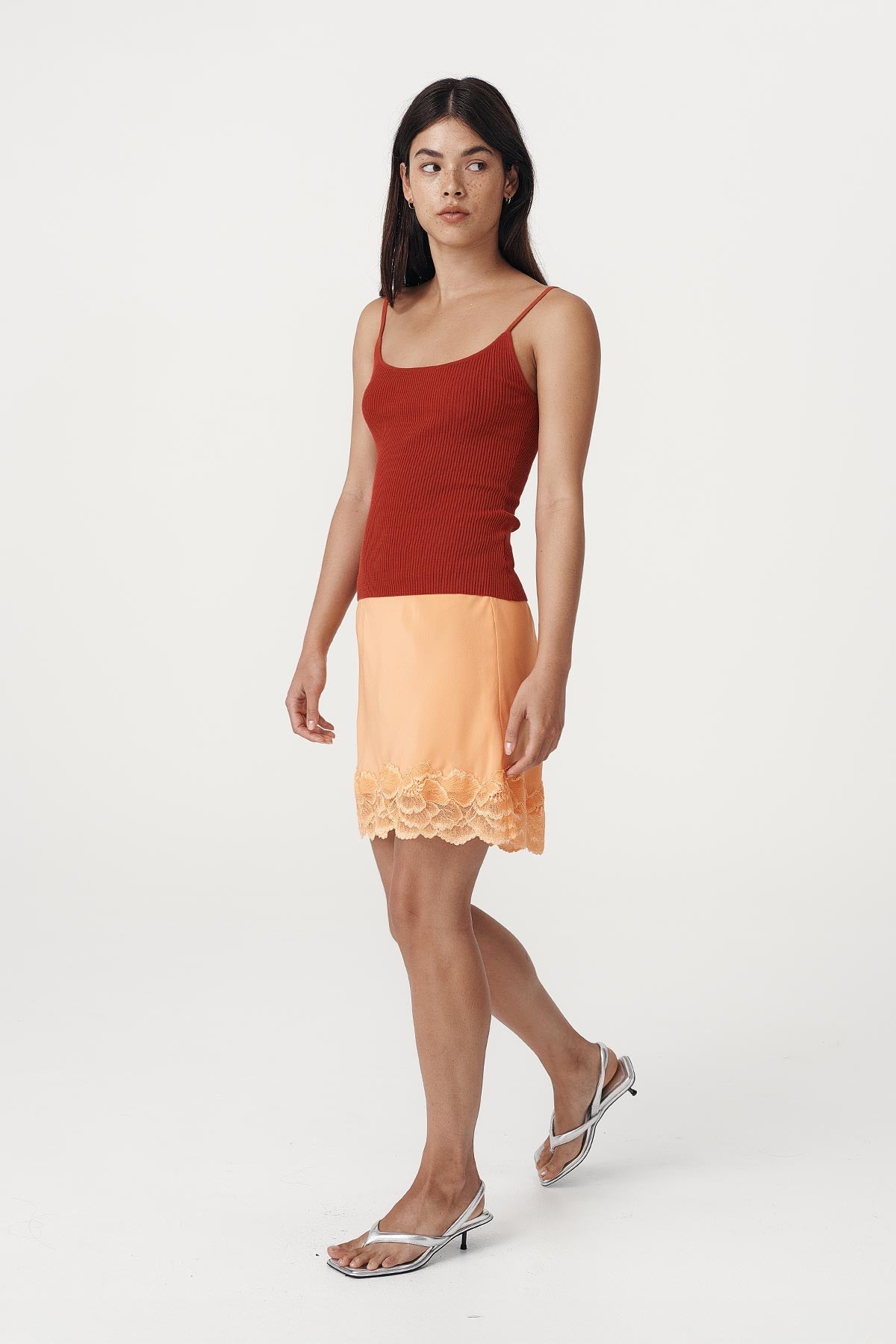 Marina Silk Mini Skirt - Canteloupe - Skirts - Rowie The Label
