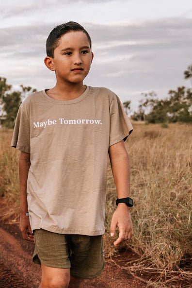 Maybe Tomorrow Kids Tee - Light Khaki - Kids - Sweet Child Of Mine - Women's fashion at The Freedom State