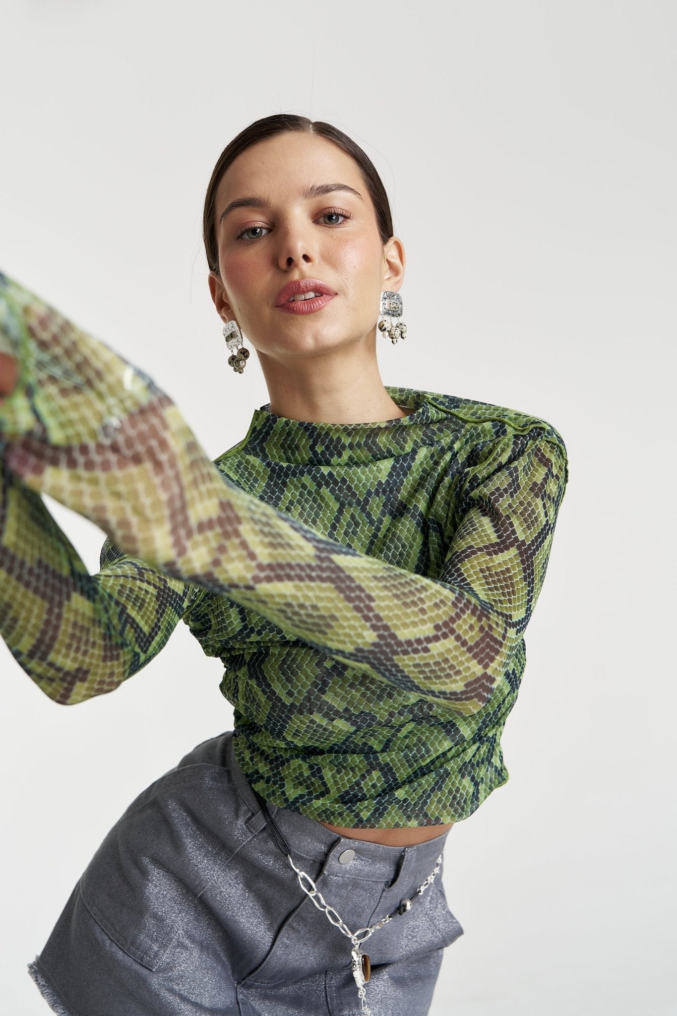 Mesh LS Rouched Skivvy - Viper - Summi Summi - Women's fashion at The Freedom State