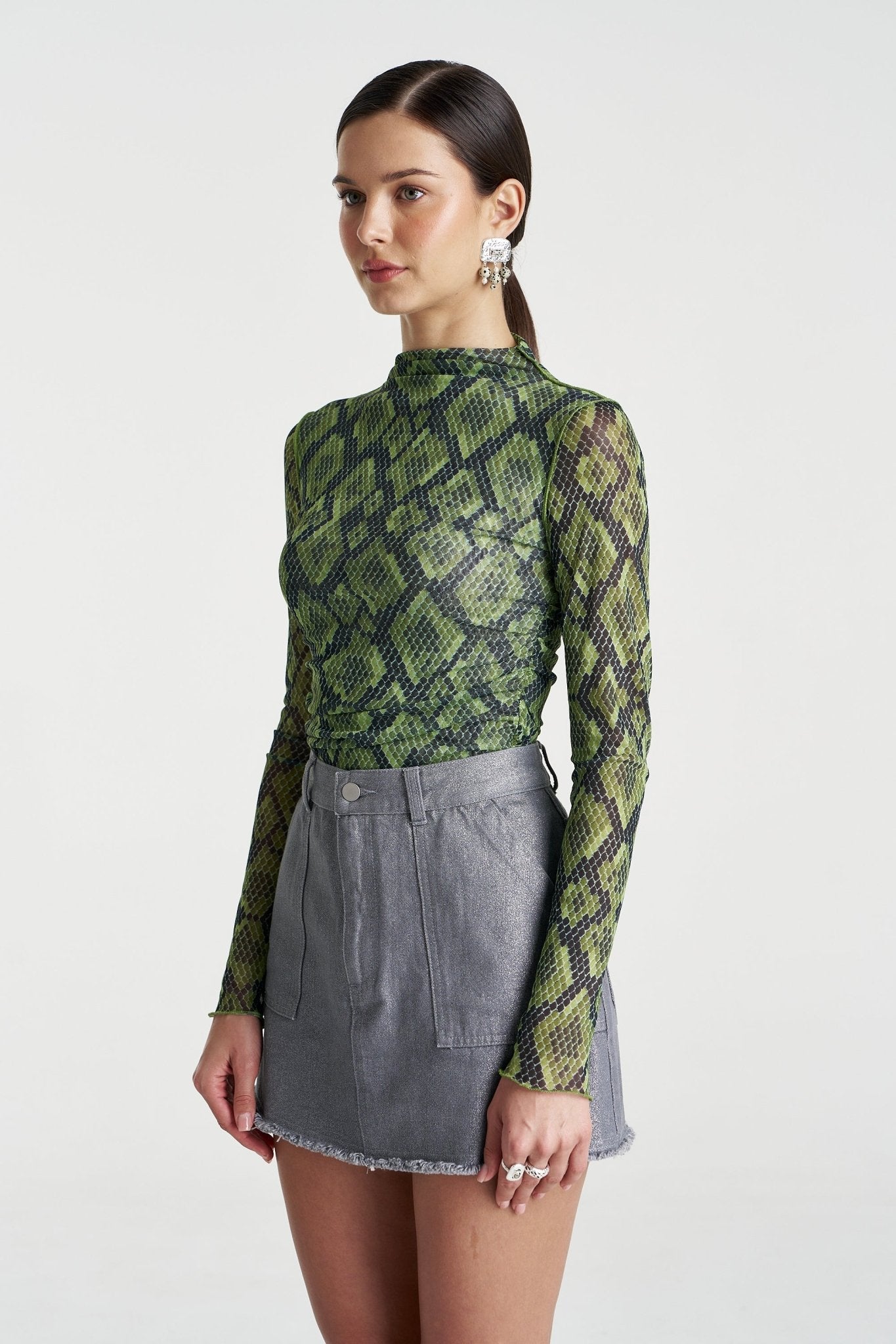 Mesh LS Rouched Skivvy - Viper - Summi Summi - Women's fashion at The Freedom State