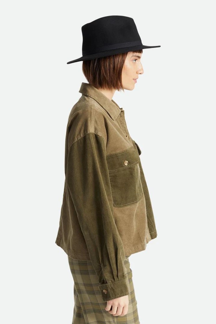 Messer Packable Fedora - Black/Black Band - Wide Brim Hat - Brixton - Women's fashion at The Freedom State