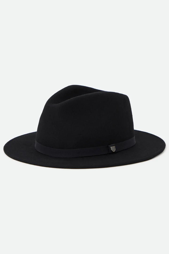 Messer Packable Fedora - Black/Black Band - Wide Brim Hat - Brixton - Women's fashion at The Freedom State