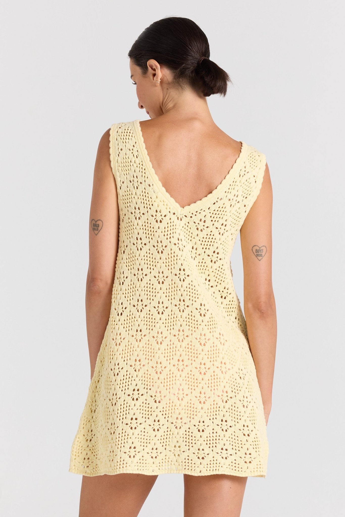 Messina V Knit Dress - Lemon - Mini Dresses - Poolside Paradiso - Women's fashion at The Freedom State