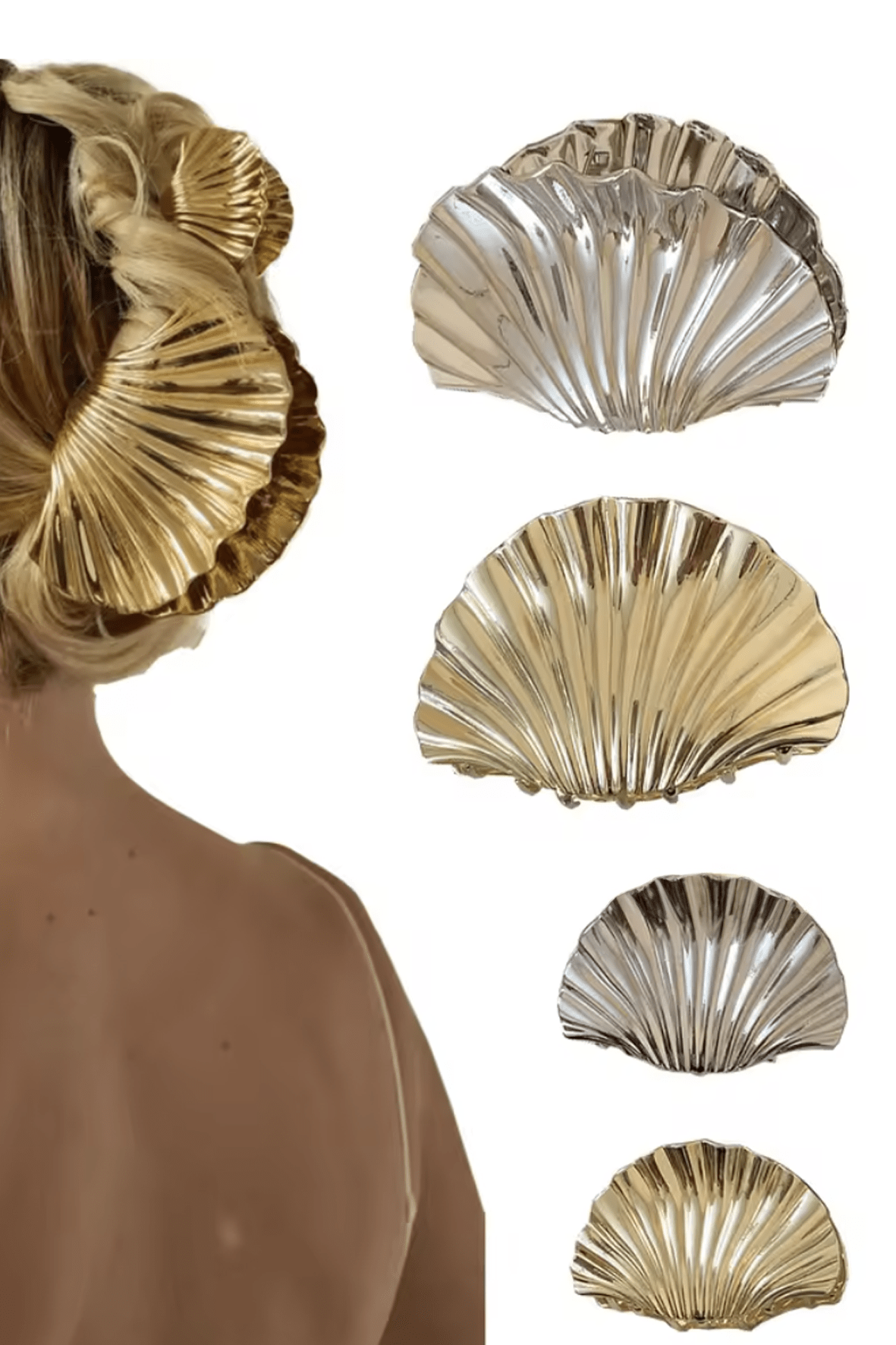 Metal Shell Claw Clip Small - Gold - Hair & Scarves - The Freedom State - Women's fashion at The Freedom State