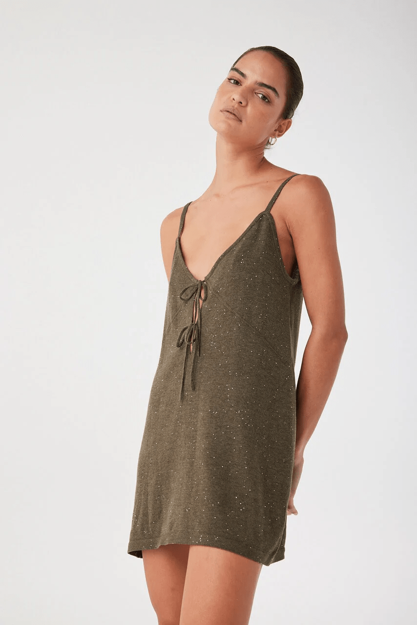 Mira Mini Dress - Olive Sparkle - Mini Dresses - Arcaa Movement