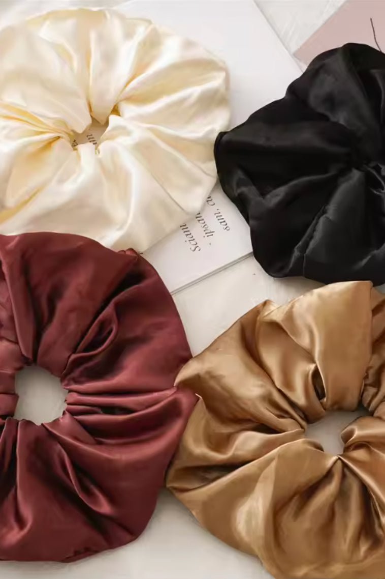 Oversized Satin Scrunchie - Wine