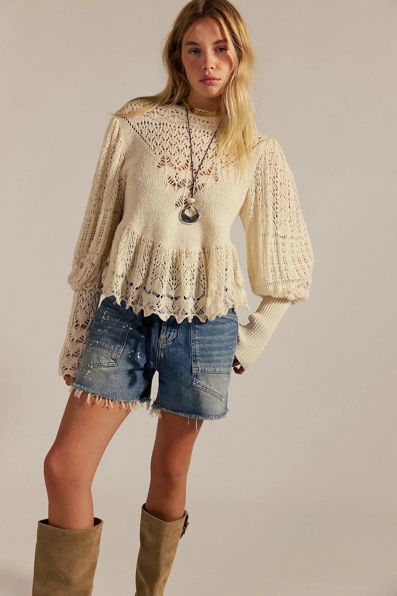 Moxie Barrel Shorts - Timeless Blue - Shorts - Free People