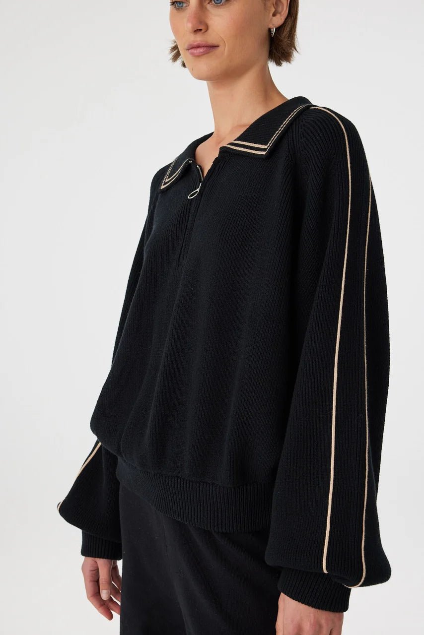 Nella Zip Sweater - Black/Taupe - Knitwear - Arcaa Movement - Women's fashion at The Freedom State