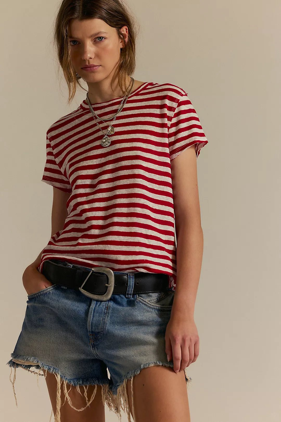 Nora Tee - Red Combo - T-Shirts - Free People - Women's fashion at The Freedom State
