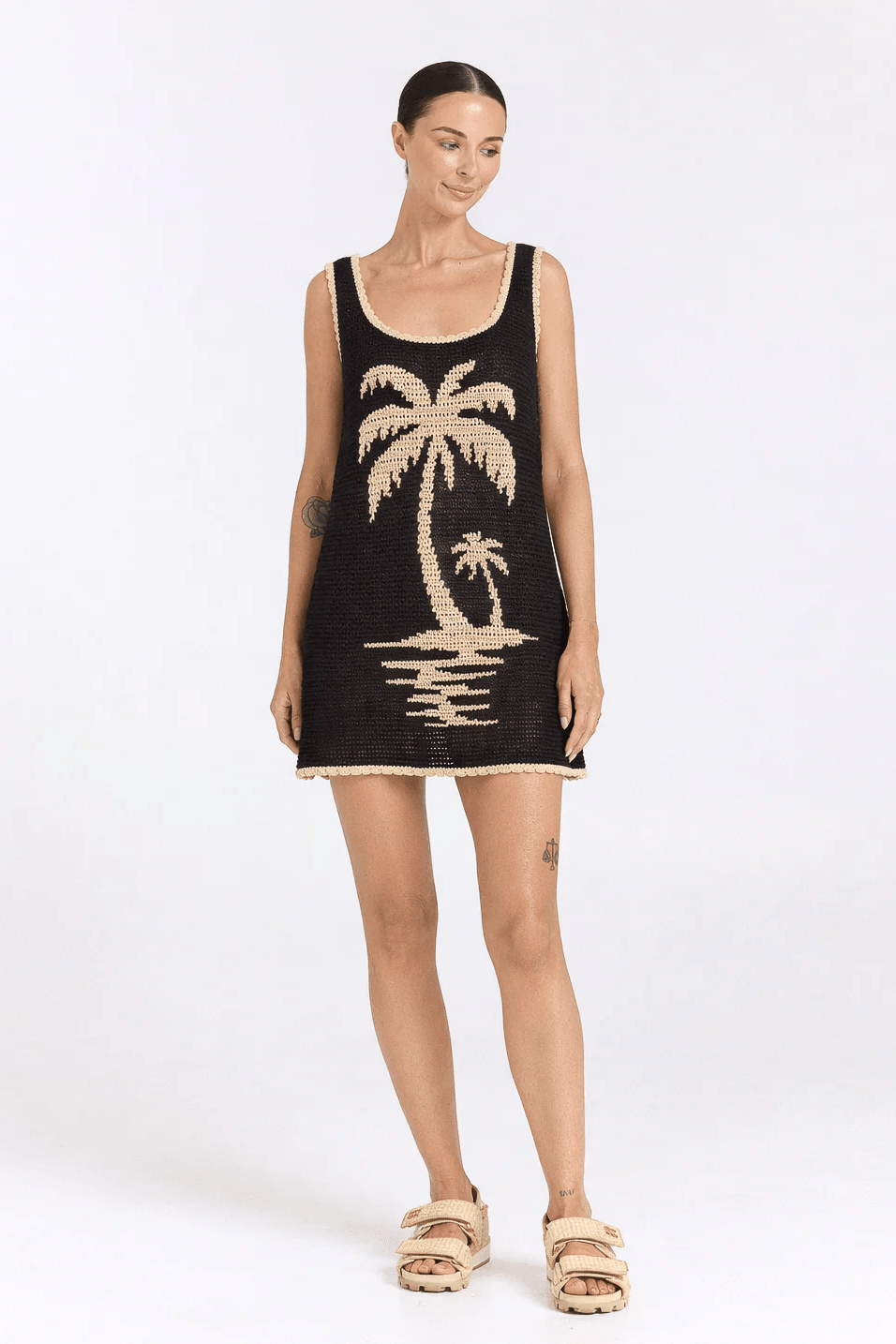 Palm Beach U Knit Dress - Black Sand - Mini Dresses - Poolside Paradiso - Women's fashion at The Freedom State