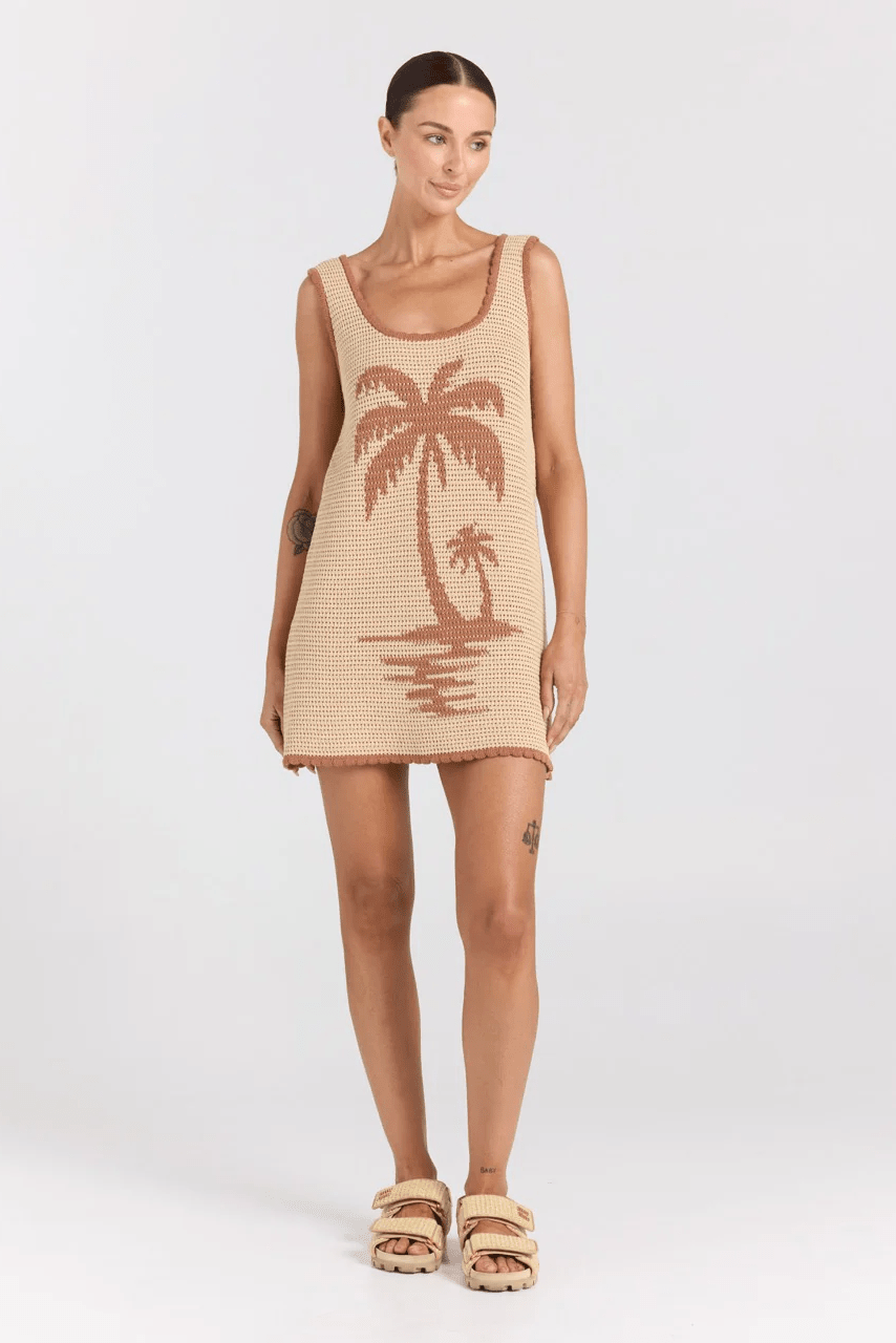 Palm Beach U Knit Dress - Sand - Mini Dresses - Poolside Paradiso - Women's fashion at The Freedom State