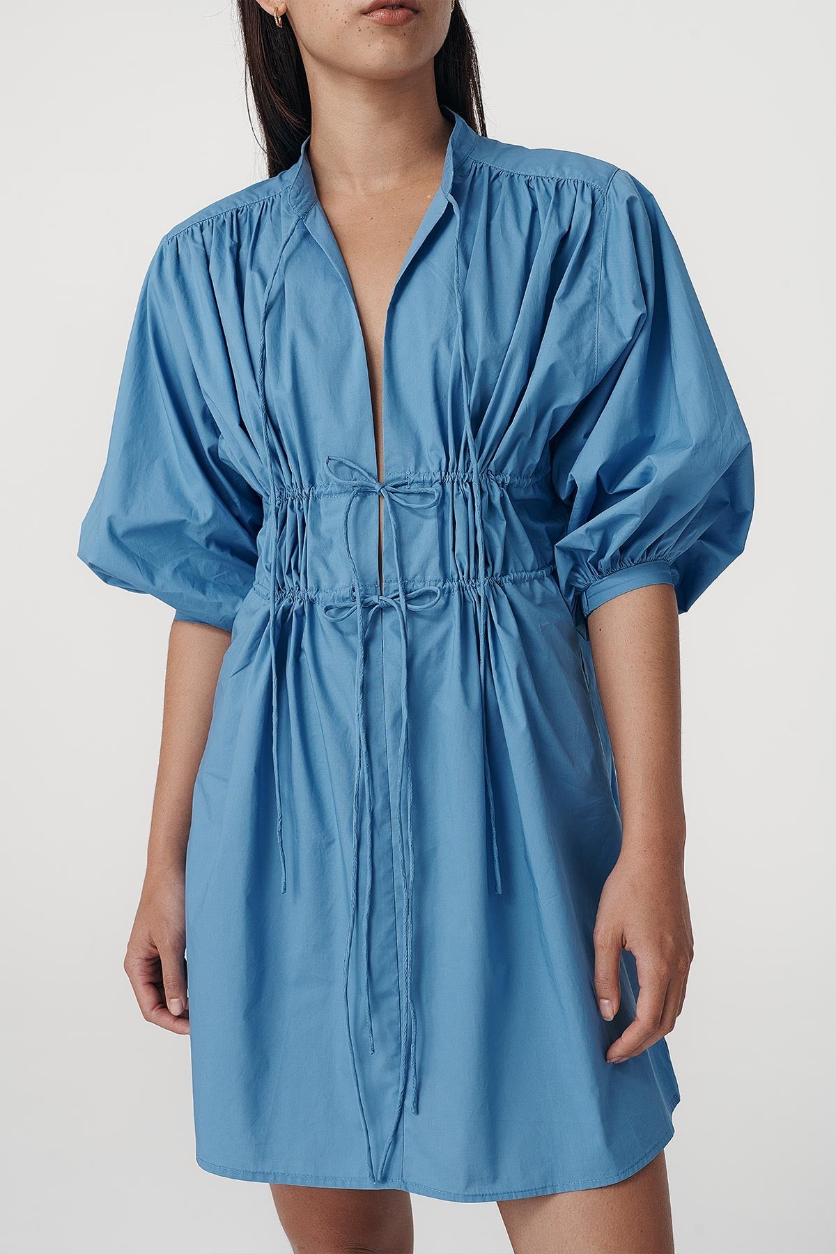 Piper Organic Mini Dress - Cerulean - Mini Dresses - Rowie The Label