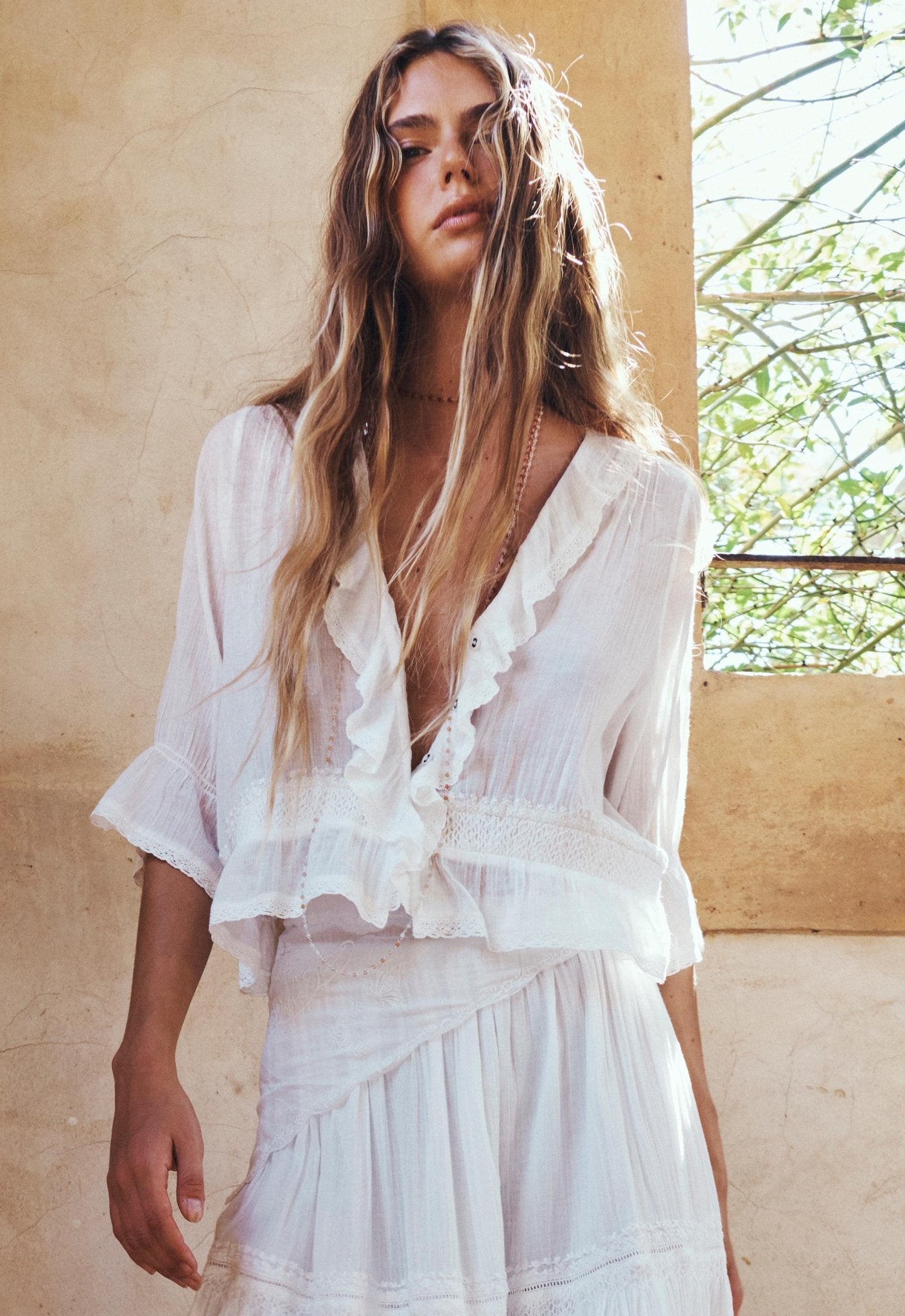 Prairie Blouse - Whisper White - Fashion Tops - Spell - Women's fashion at The Freedom State
