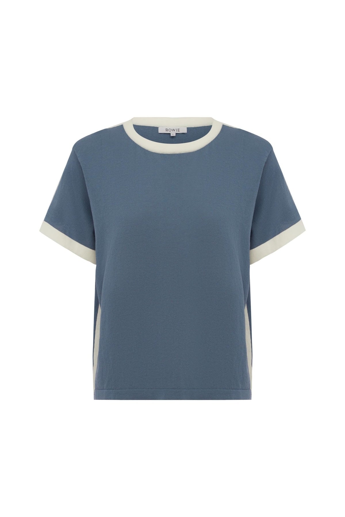 Rania Contrast Knit Tee - Chalk Blue - Fashion Tops - Rowie The Label - Women's fashion at The Freedom State