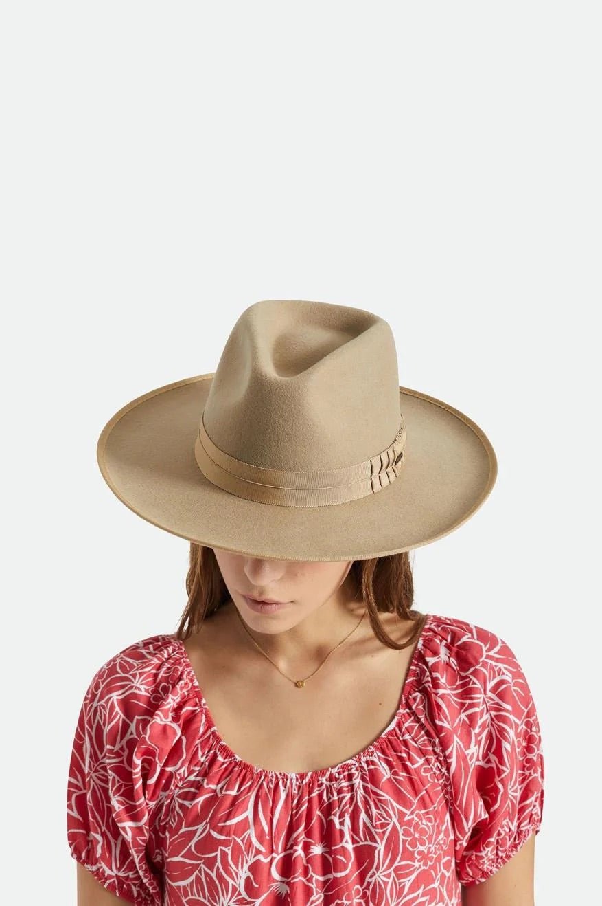 Reno Fedora - Bone/Sand - Wide Brim Hat - Brixton - Women's fashion at The Freedom State