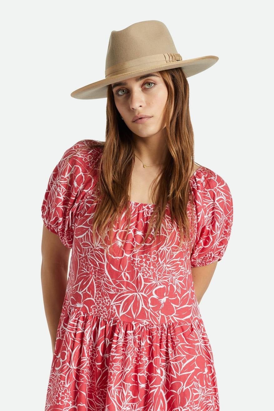 Reno Fedora - Bone/Sand - Wide Brim Hat - Brixton - Women's fashion at The Freedom State