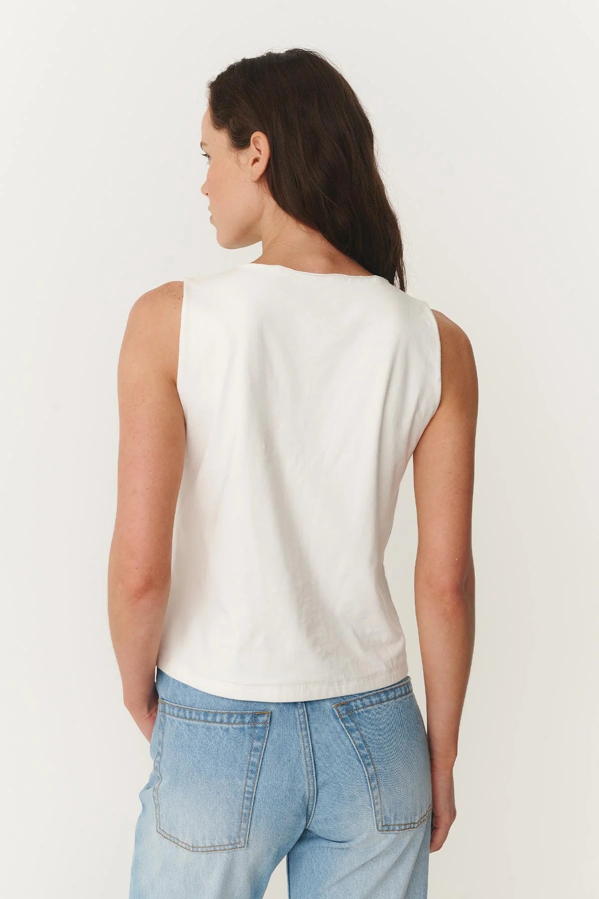 Muriel Button Boatneck Tank - Bone