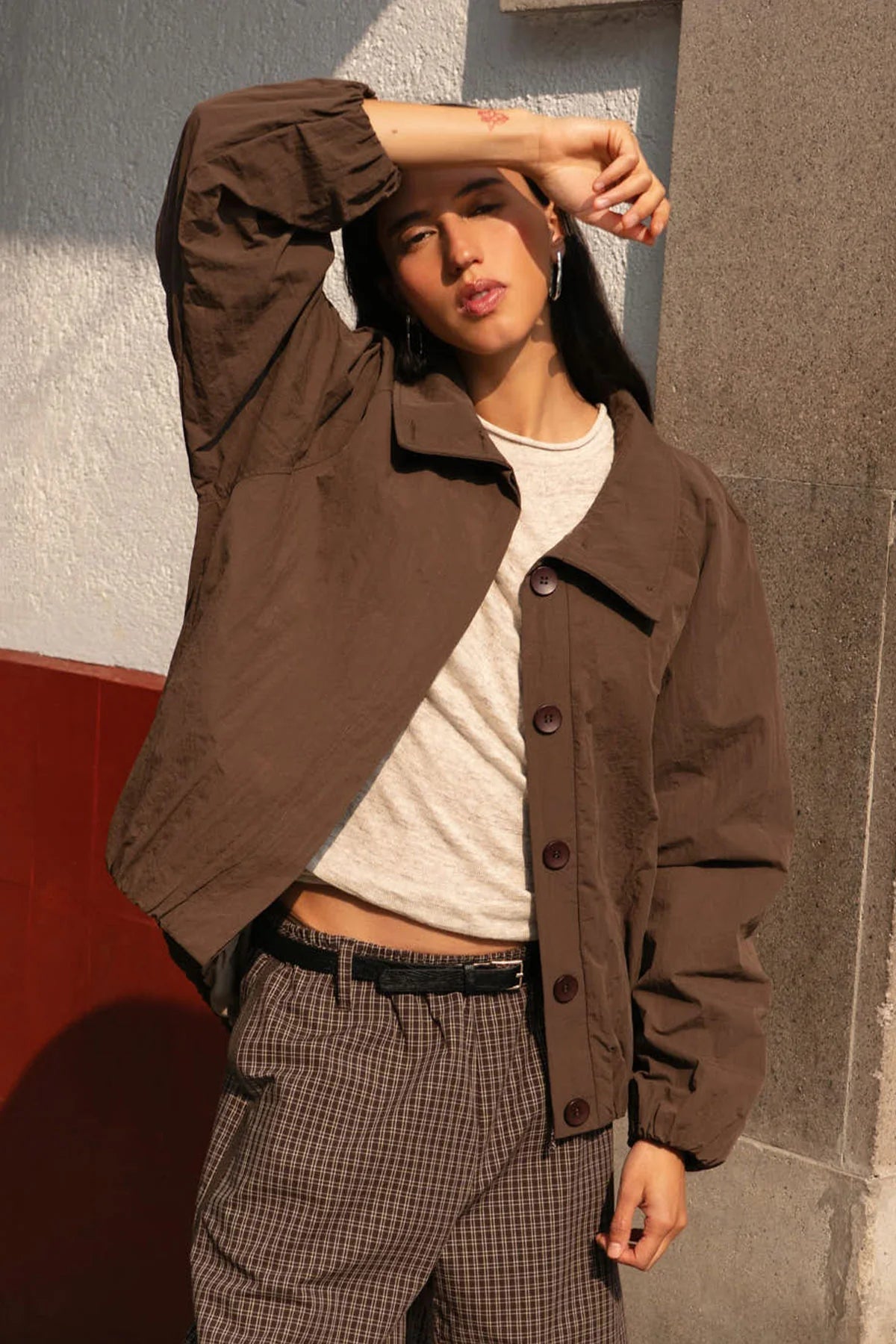 Soren Funnel Neck Bomber - Cocoa