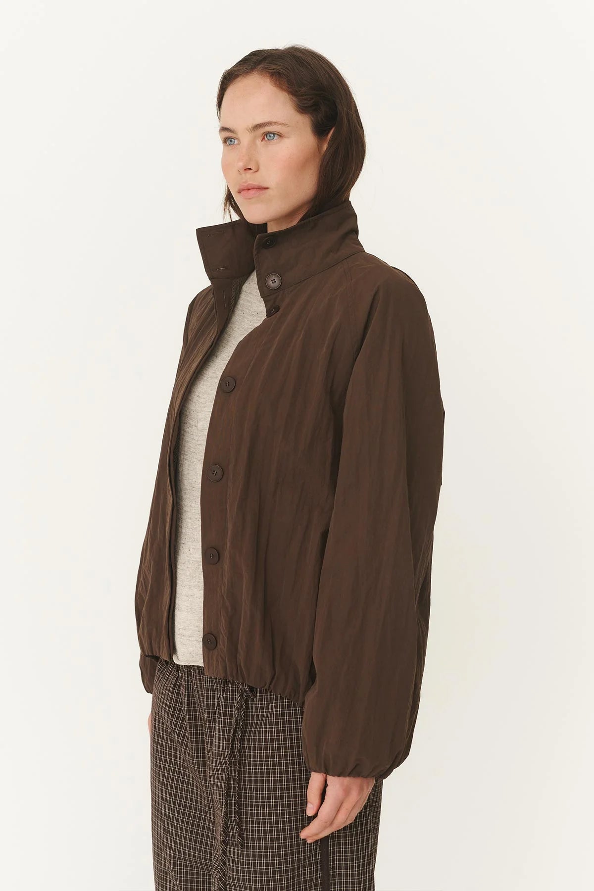 Soren Funnel Neck Bomber - Cocoa