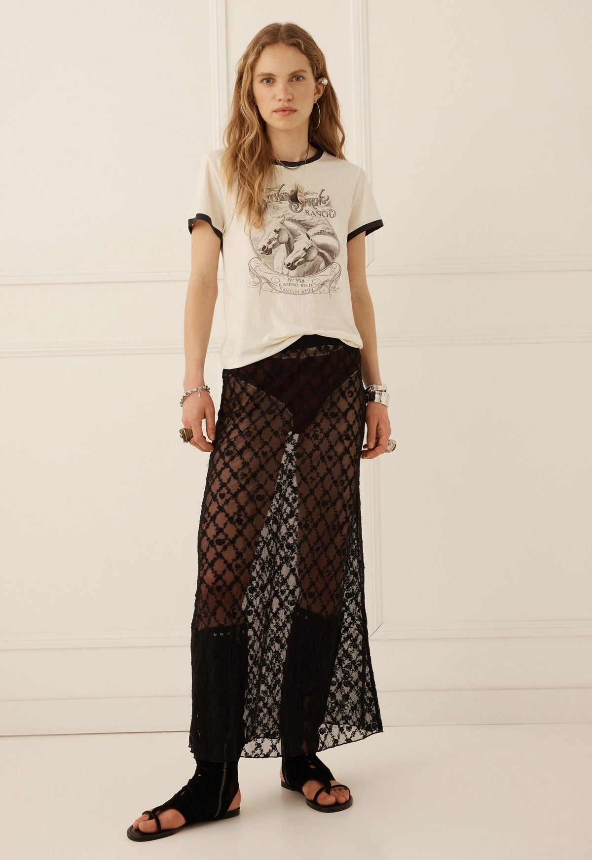 Serpent Lace Maxi Skirt - Noir - Skirts - Spell - Women's fashion at The Freedom State