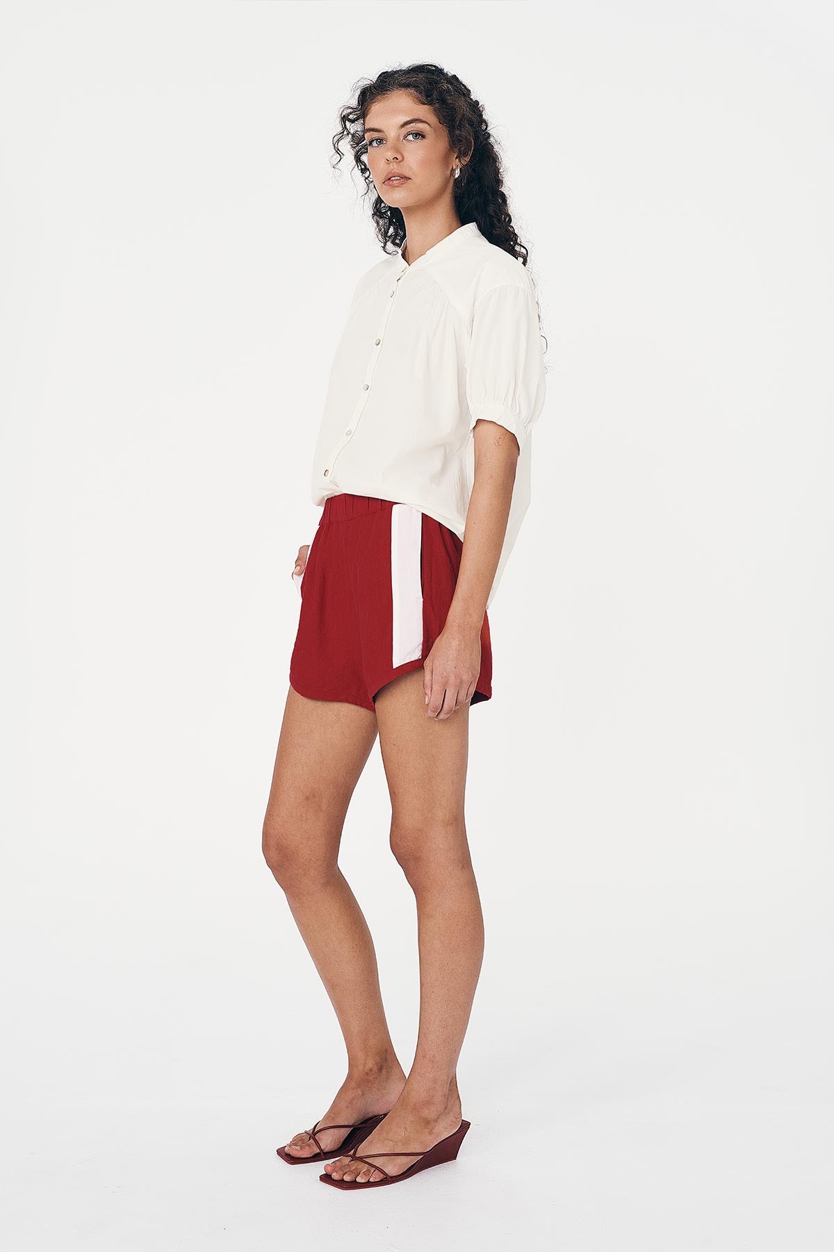 Simone Linen Shorts - Red
