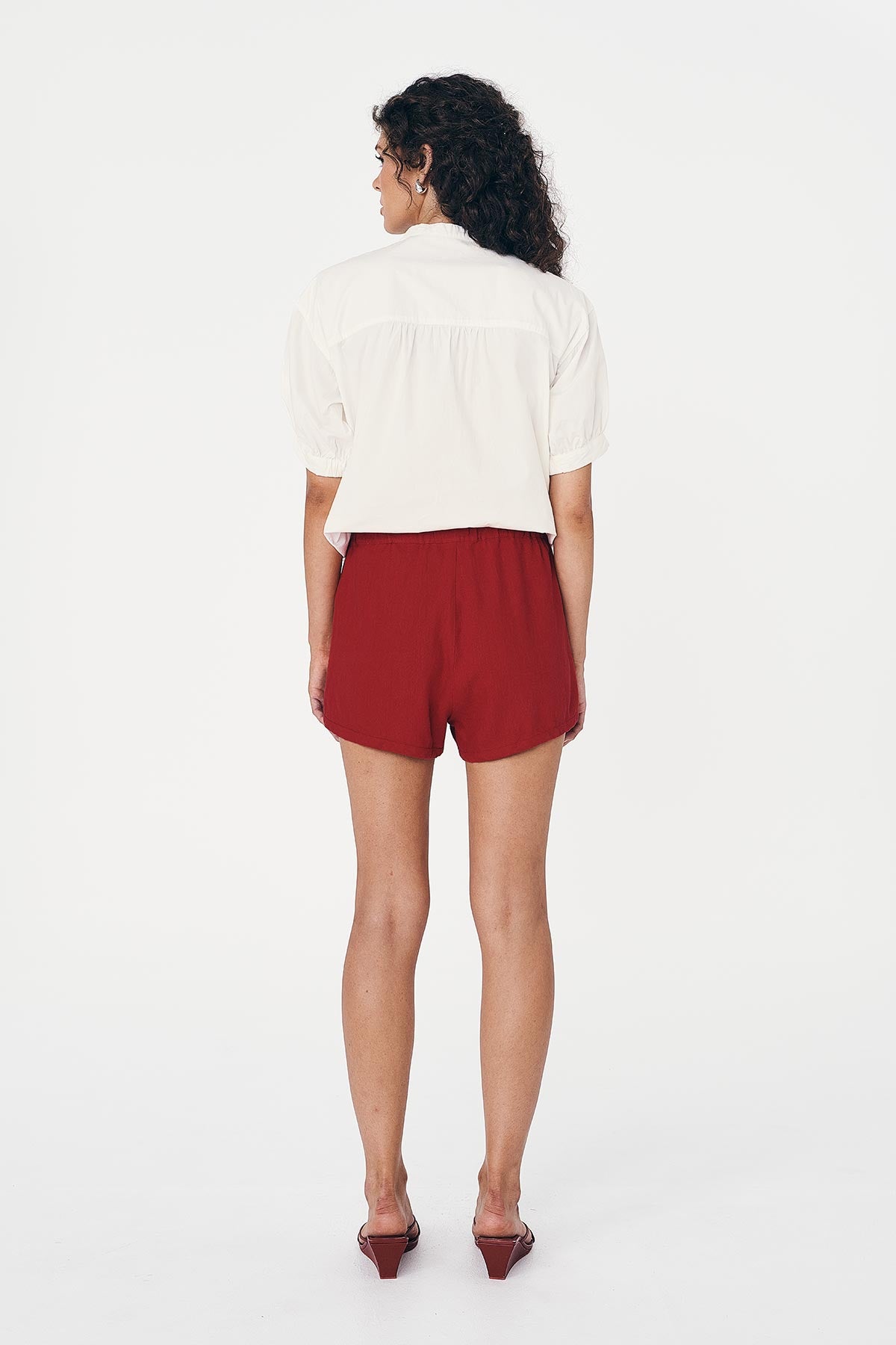 Simone Linen Shorts - Red