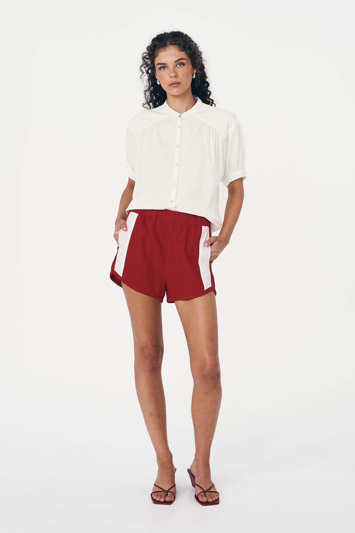 Simone Linen Shorts - Red