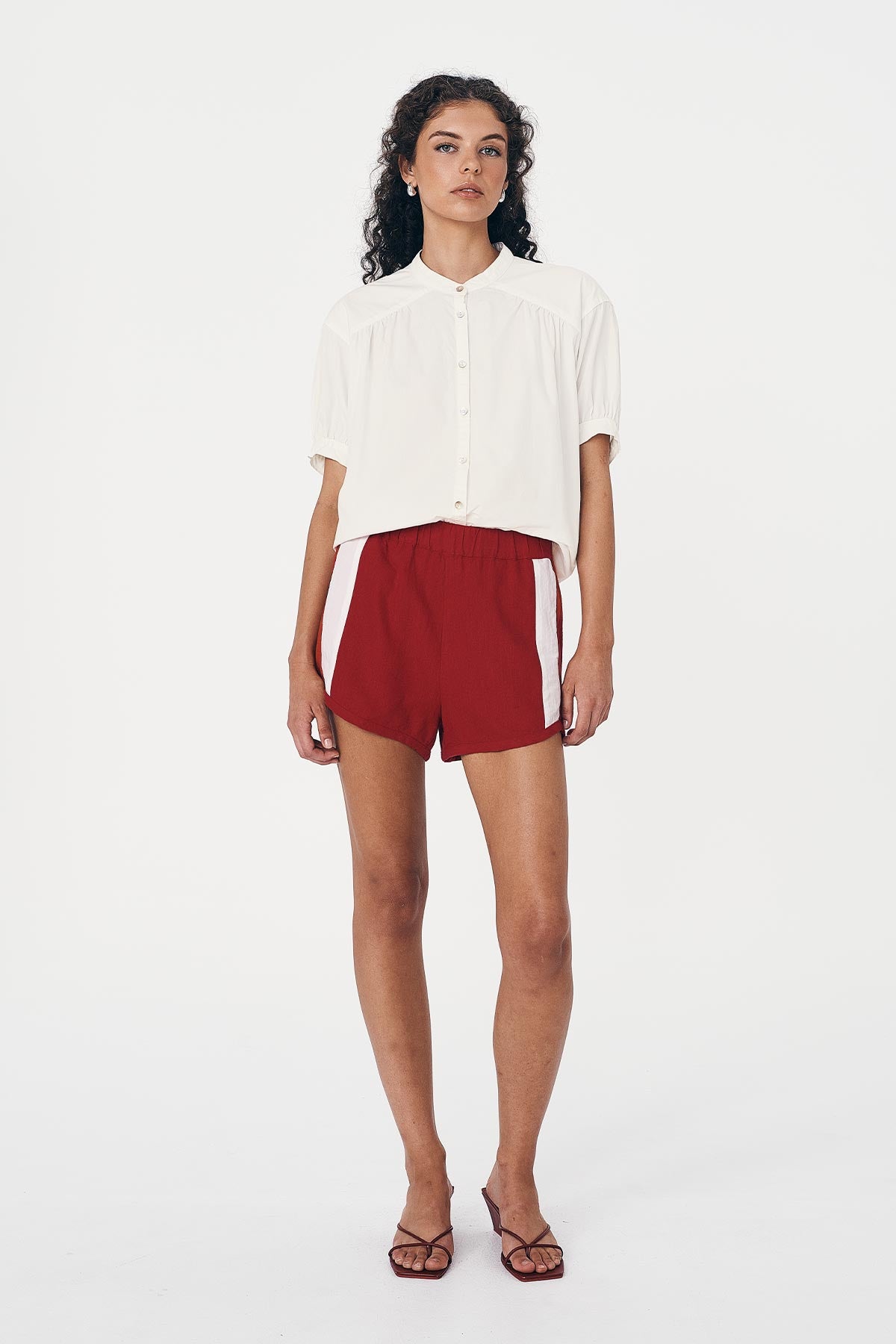 Simone Linen Shorts - Red