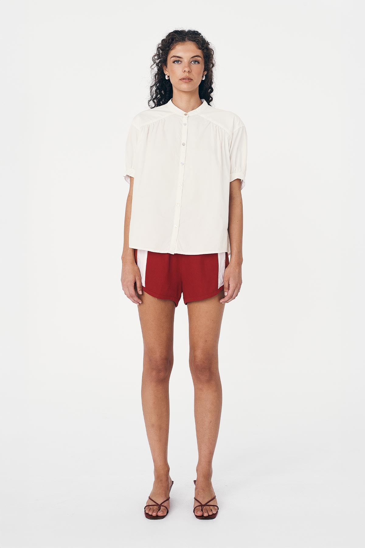 Simone Linen Shorts - Red