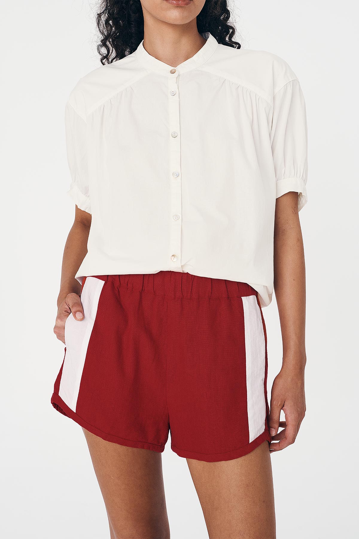 Simone Linen Shorts - Red