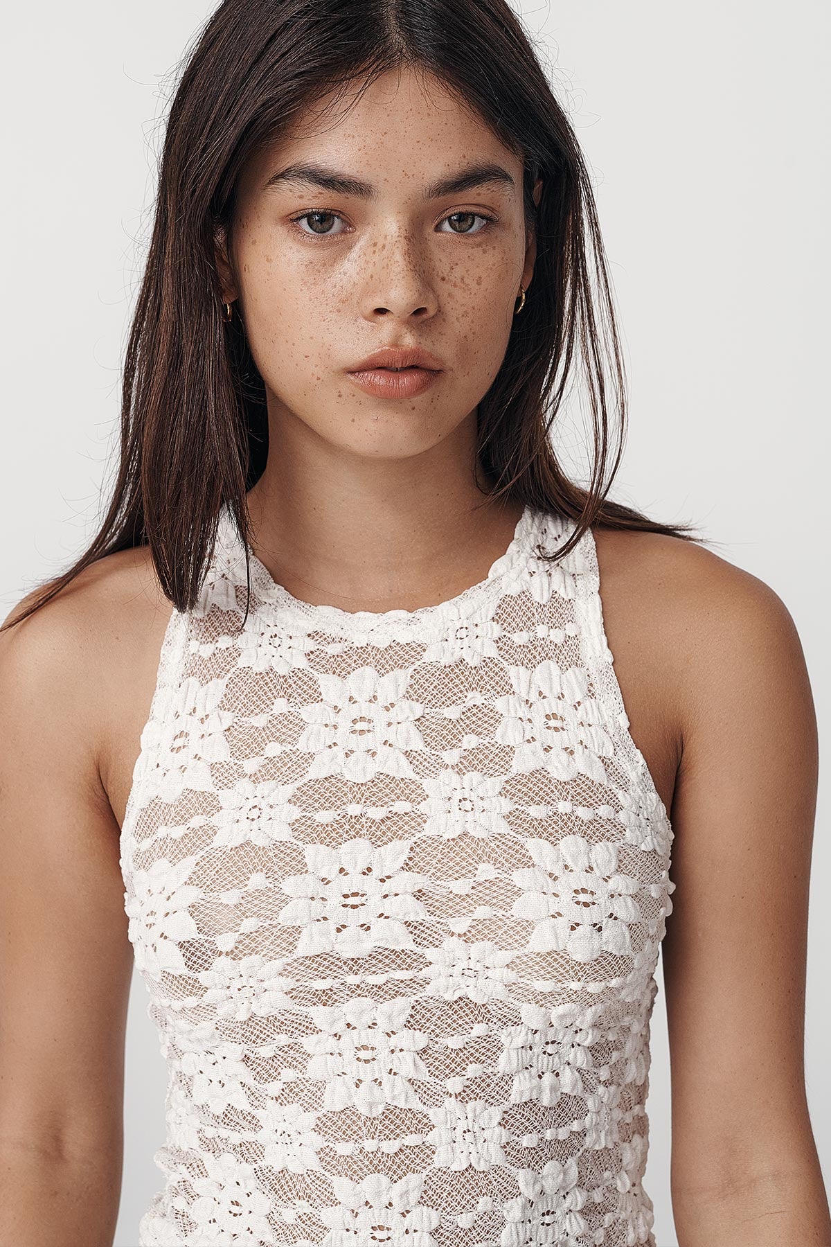 Sloane Sunflower Lace Tank - Creme