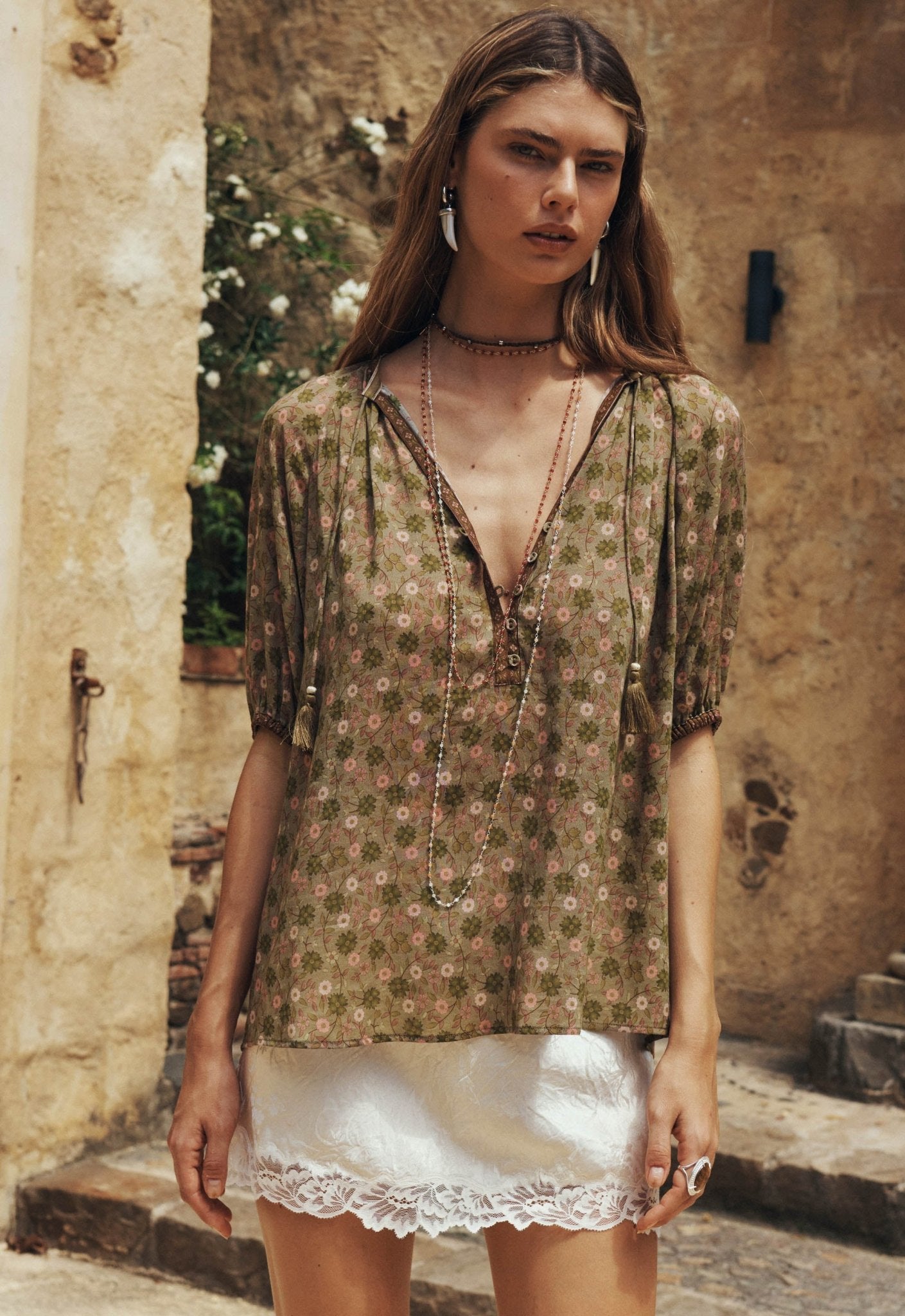 Swan Lake Short Sleeve Blouse - Sage - Fashion Tops - Spell - Women's fashion at The Freedom State