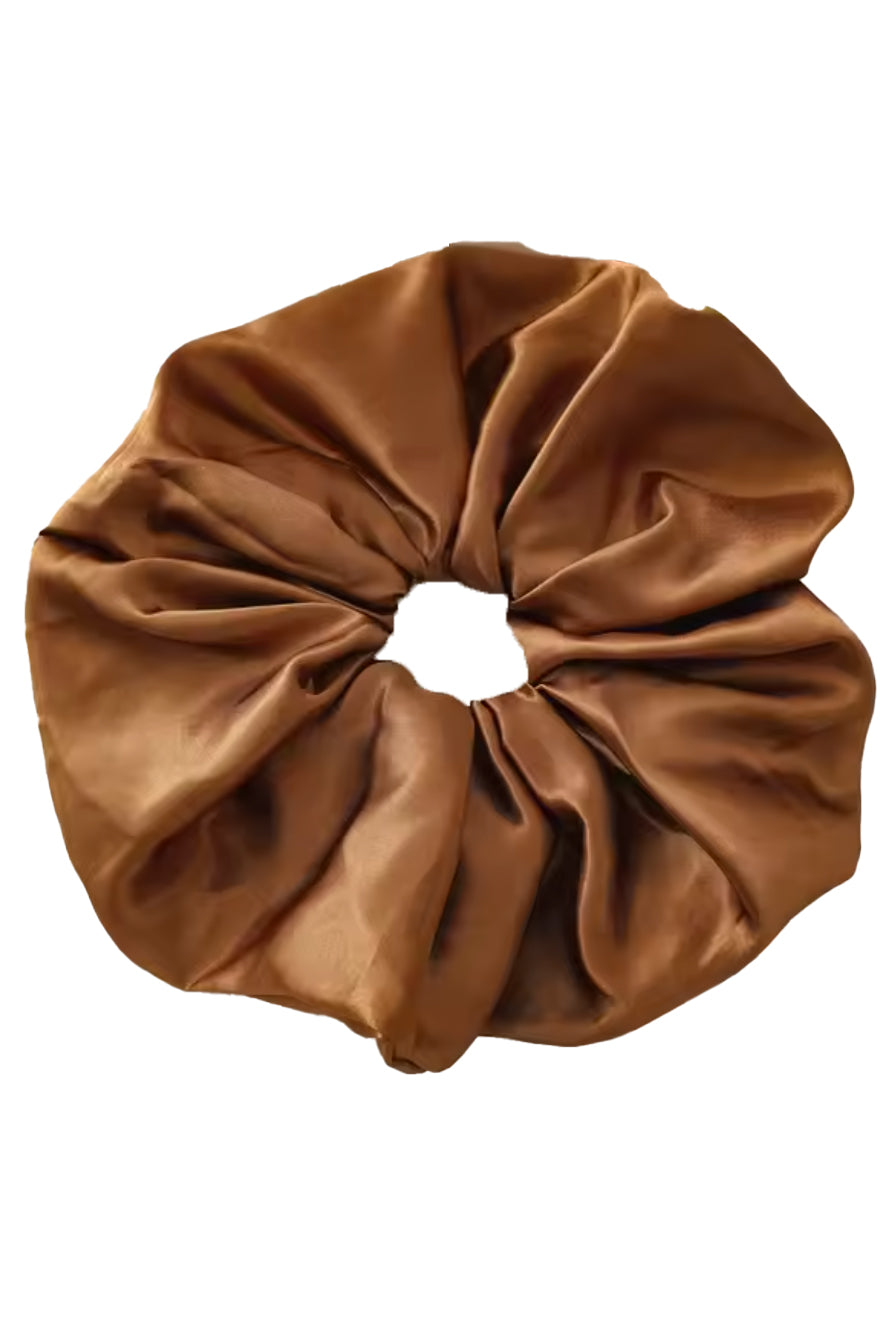 Oversized Satin Scrunchie - Tan