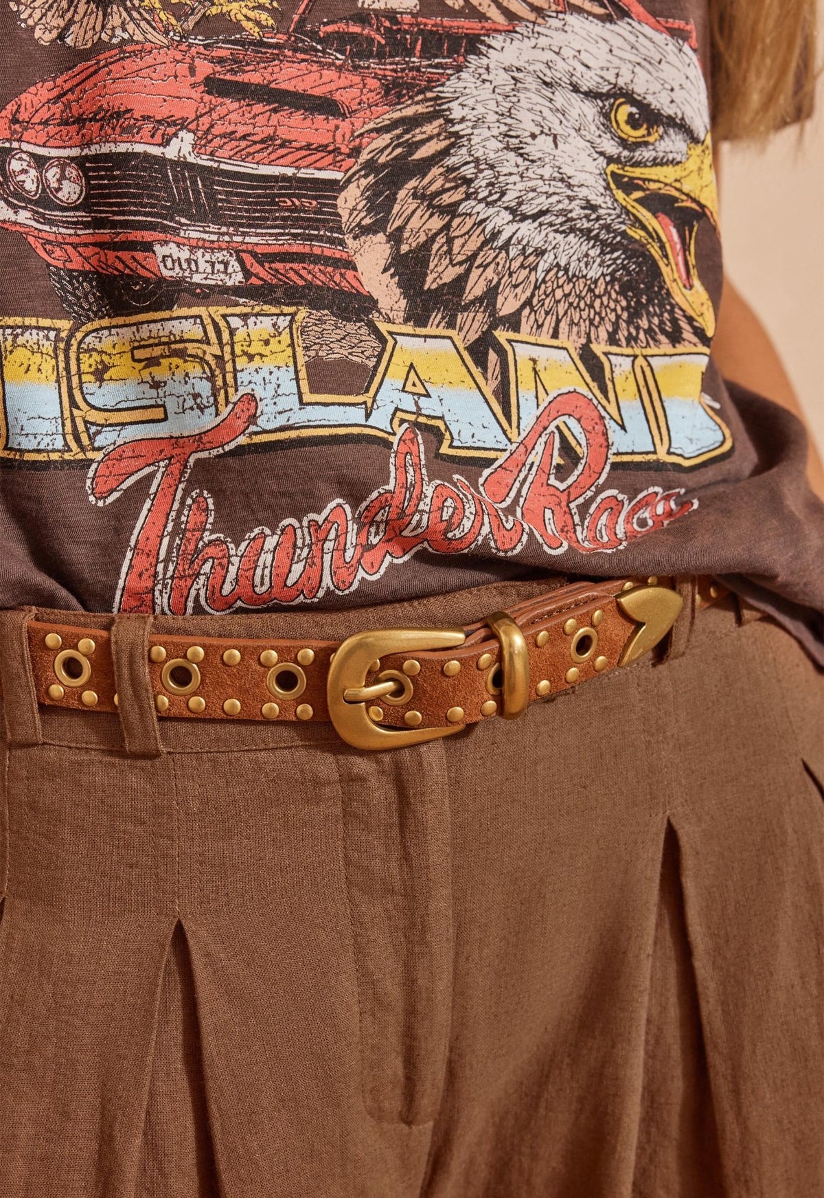 Tempest Studded Suede Belt - Tan - Belts - Spell - Women's fashion at The Freedom State