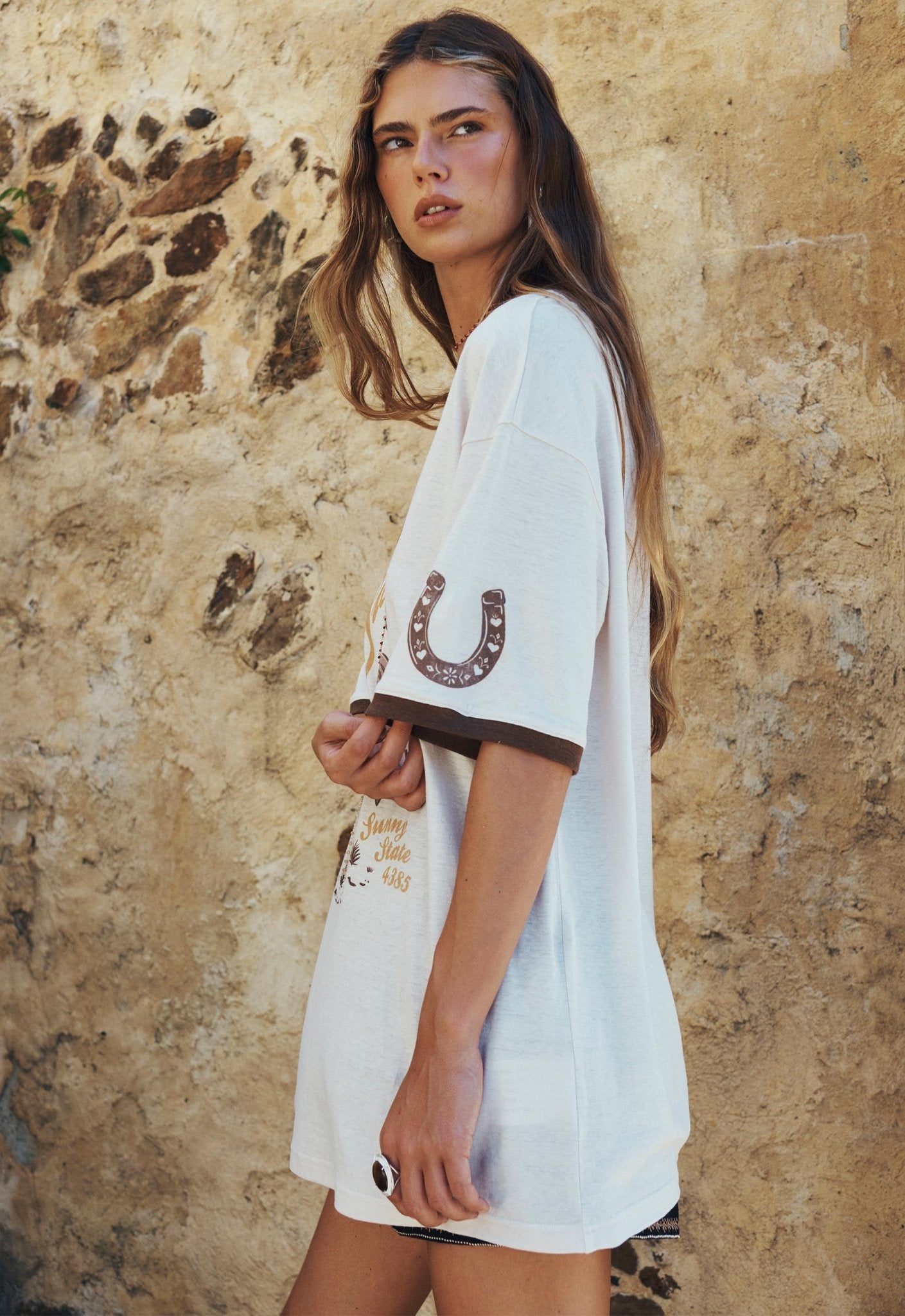 Texas Sweetheart Oversized Biker Tee - Vintage Cream - T-Shirts - Spell - Women's fashion at The Freedom State