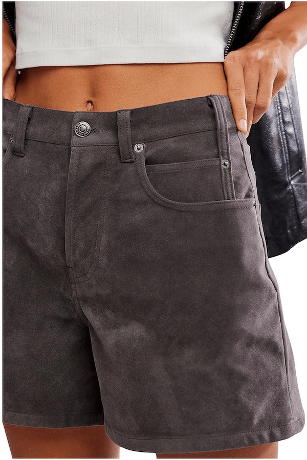 Tippi Vegan Suede Short - Dark Grey - Shorts - Free People - Women's fashion at The Freedom State