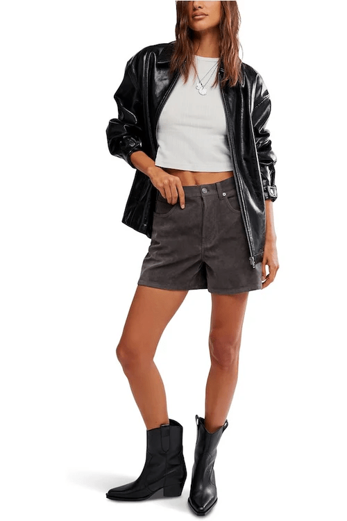 Tippi Vegan Suede Short - Dark Grey - Shorts - Free People - Women's fashion at The Freedom State