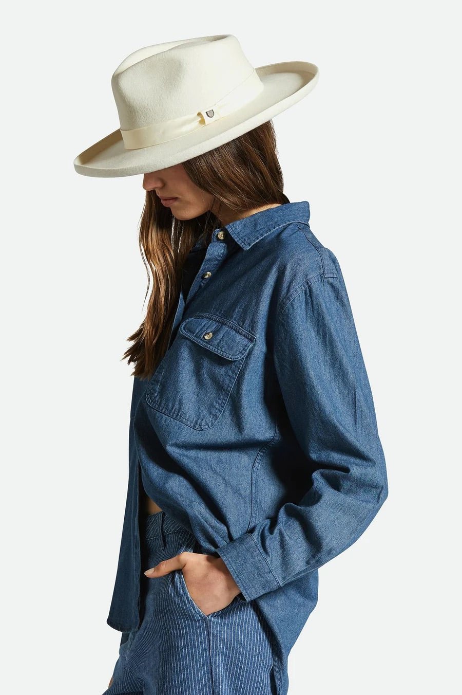 Victoria Felt Fedora - Off White - Wide Brim Hat - Brixton - Women's fashion at The Freedom State