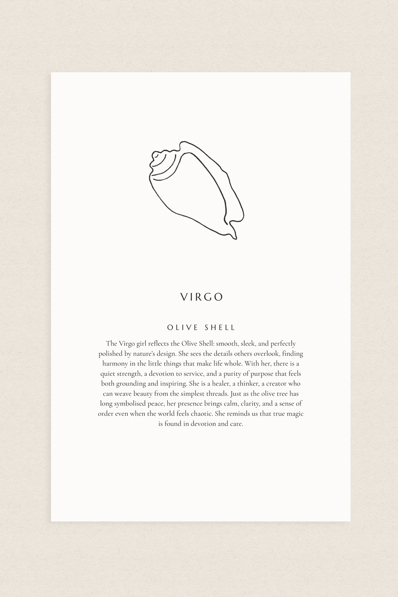 Virgo Zodiac Shell Print – Olive - Prints - The Freedom State - Women's fashion at The Freedom State