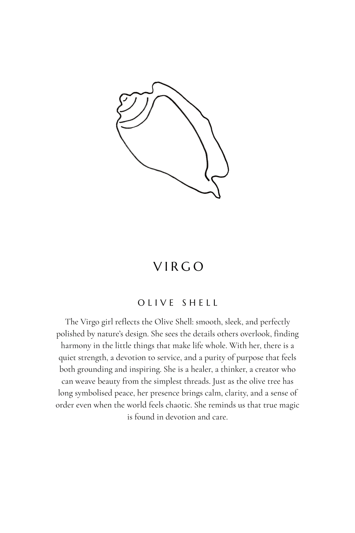 Virgo Zodiac Shell Print – Olive - Prints - The Freedom State - Women's fashion at The Freedom State